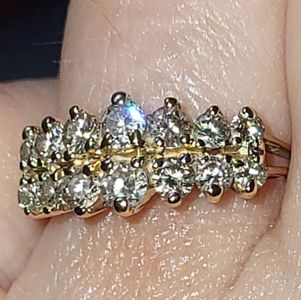 14k Yellow & White Gold Round Diamond Anniversary Band - Picture 16 of 16
